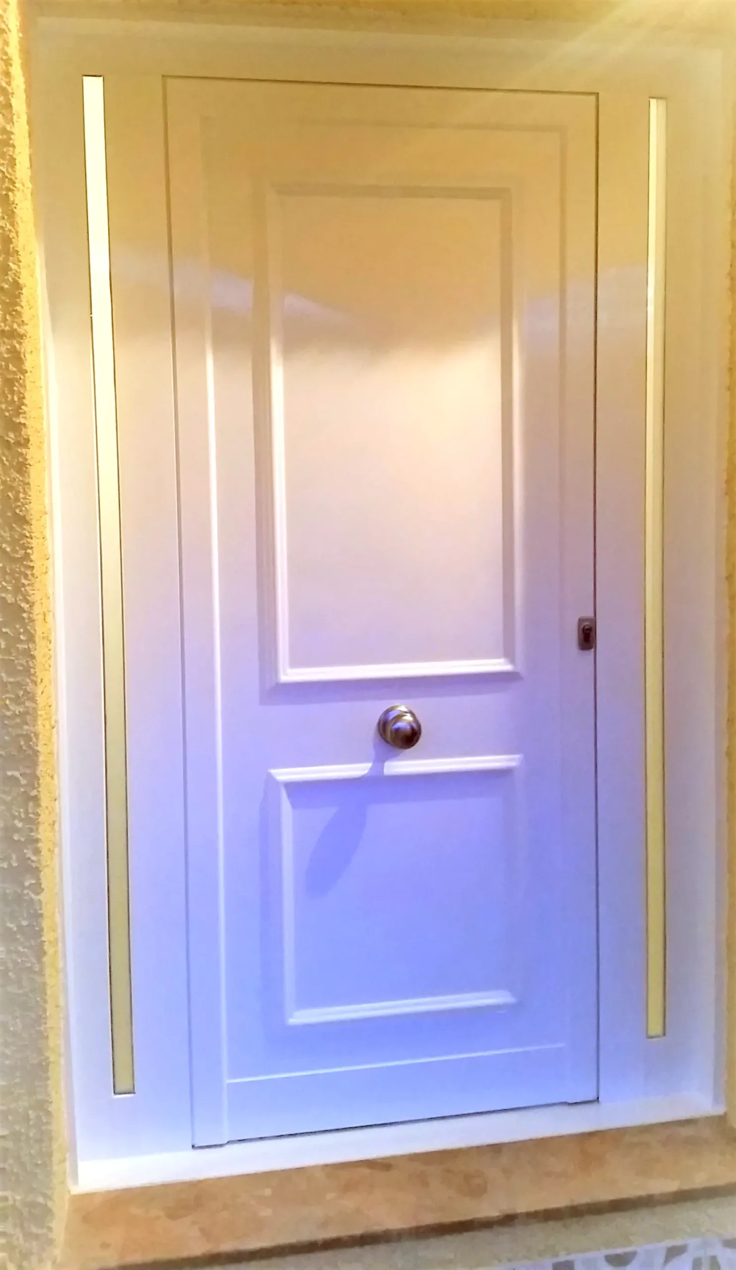 Puerta de comunidad en aluminio blanco crisalum